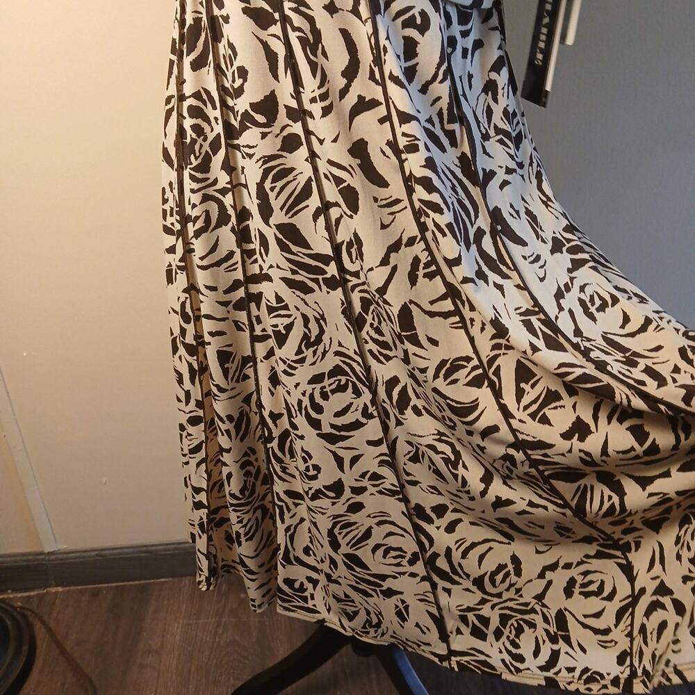 Perceptions Abstract Short Cap Sleeve Dress Beige/Brown Women's Petite 6 NWT - Picture 8 of 8